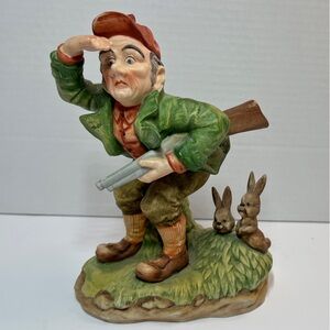 Vintage Lefton Hand-Painted Green Jacket Hunter Figurine-Made in Japan